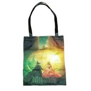 Wicked Movie Musical Glinda Elphaba Pink Green Canvas Shoulder Shopping Tote Bag